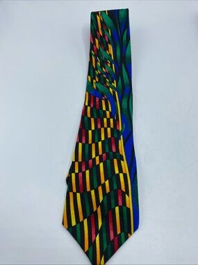 Rush Limbaugh 100% Silk Necktie No Boundaries Collection Gold Chain Multicolor
